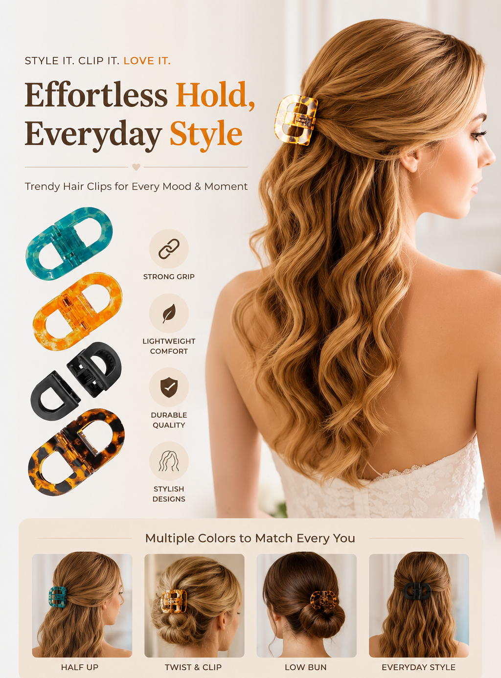 Magnetic Link Hair Claw Clip for Women
