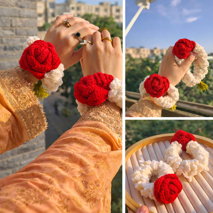 DIVERSE DEPOT™ - Handmade Crochet Red Rose & Jasmine Gajray