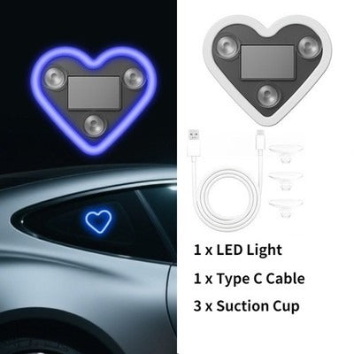 Solar Car Window Heart LED Light