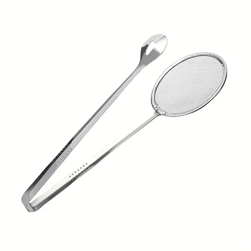 DIVERSE DEPOT™ - 2-in-1 Stainless Steel Frying Strainer Tong