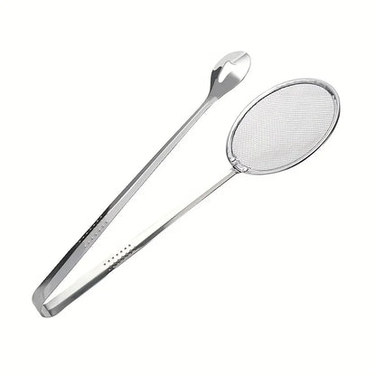 DIVERSE DEPOT™ - 2-in-1 Stainless Steel Frying Strainer Tong
