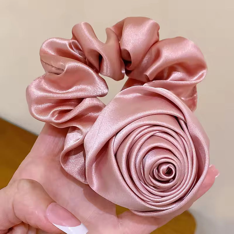 DIVERSE DEPOT™ - Rose Flower Scrunchie Elegant Hair Tie