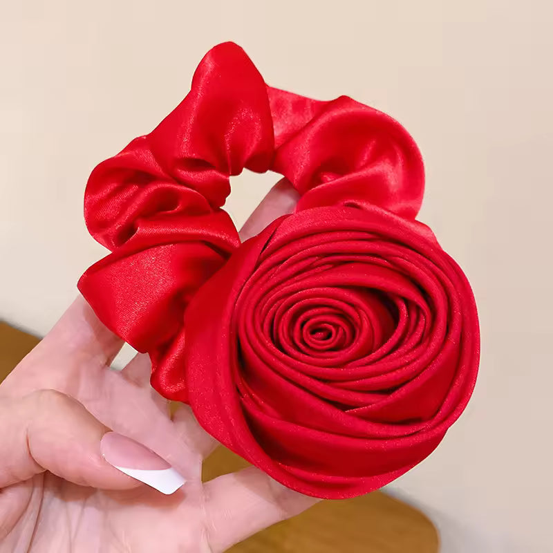 DIVERSE DEPOT™ - Rose Flower Scrunchie Elegant Hair Tie